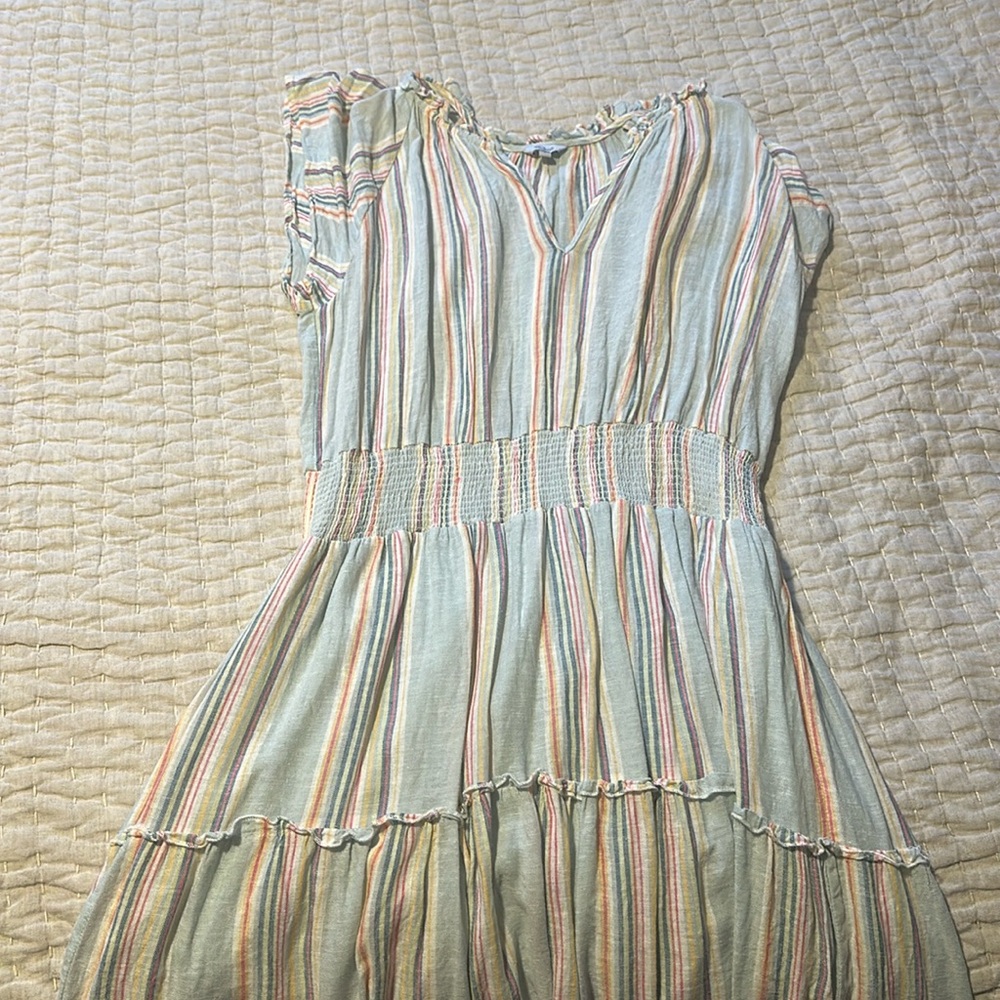 Rails Amellia Dress Sag Harbour Stripe Midi Dress Smocked Waist Size Large